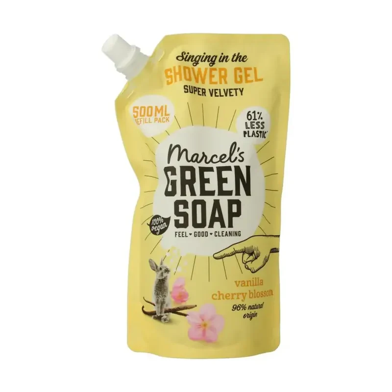 Marcels Green Soap Shower gel vanilla & cherry blossom navulling 500 ml