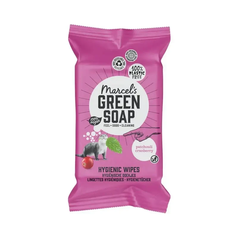 Marcels Green Soap Cleansing wipes patchouli & cranberry 60 stuks