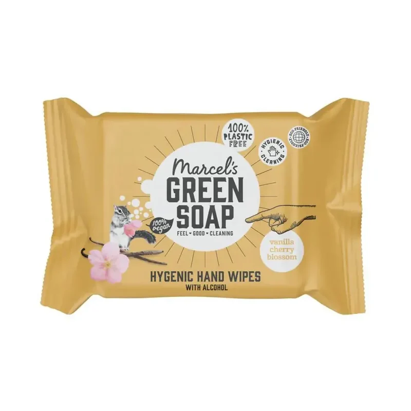 Marcels Green Soap Hand wipes vanilla & cherry blossom 15 stuks