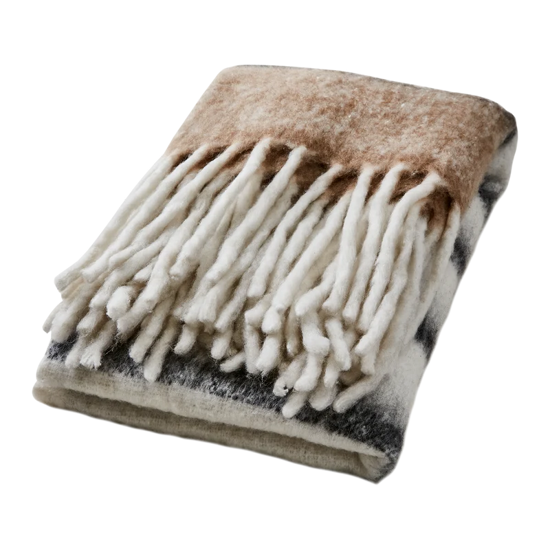 ANNA Blanket, Beige/black/white