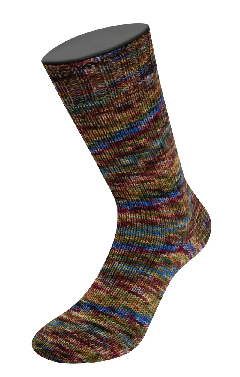 Lana Grossa Meilenweit 100 Sooty 6230 Blauw/Lichtblauw/Geel/Donkerrood/Roze/Olijfgroen/Geel/Oker