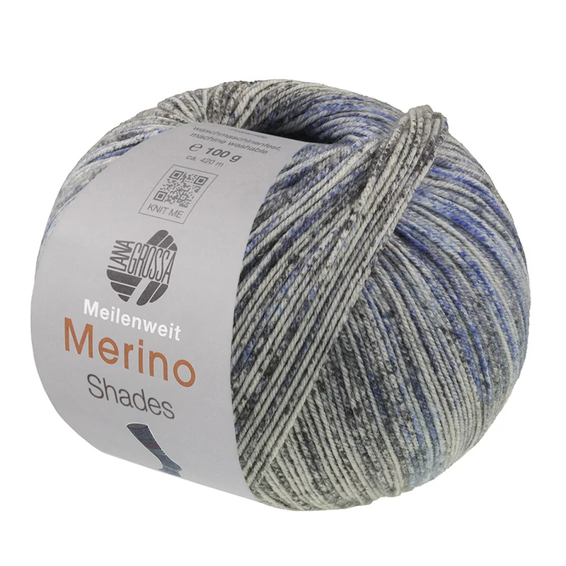 Lana Grossa Meilenweit 100 Merino Extrafine Shades 7235 Lichtgrijs/Donkergrijs/Lichtblauw/Donkerblauw/Nachtblauw