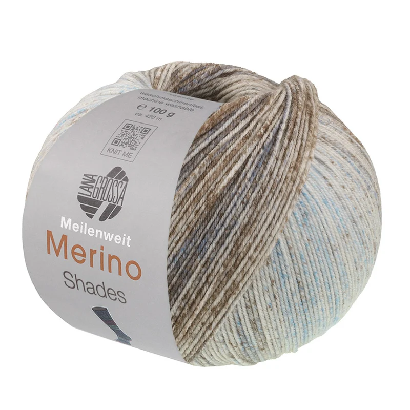 Lana Grossa Meilenweit 100 Merino Extrafine Shades 7234 Mint/Lichtgrijs/Donkergrijs/Grijsbruin