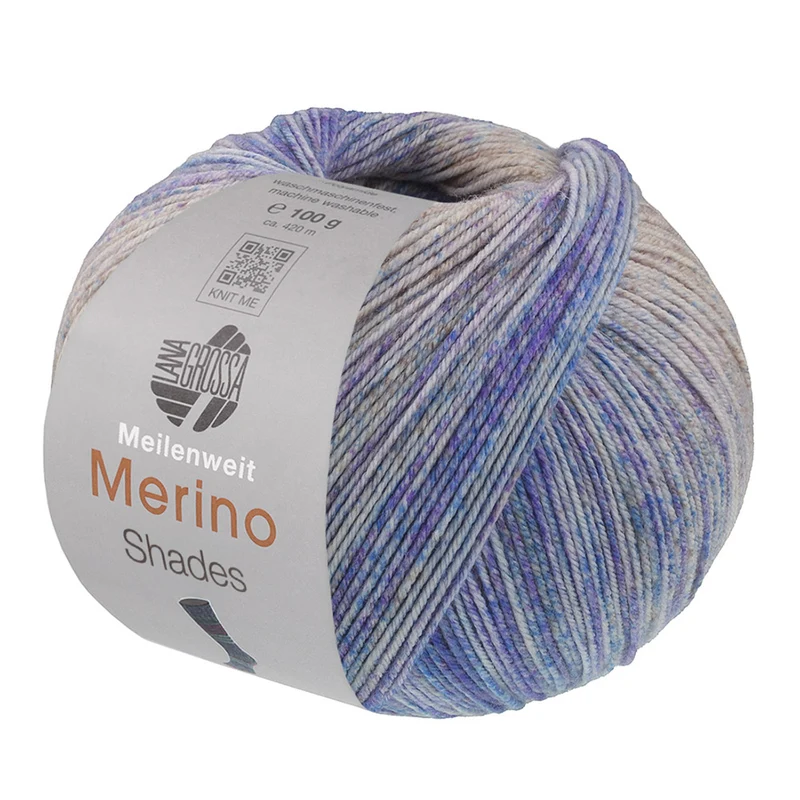 Lana Grossa Meilenweit 100 Merino Extrafine Shades 7233 Lichtgrijs/Beige/Marine/Blauw/Roodviolet