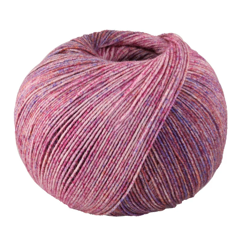 Lana Grossa Meilenweit 100 Merino Extrafine Shades 7224 Roze/Roze/Oker/Blauwviolet/Donkerrood