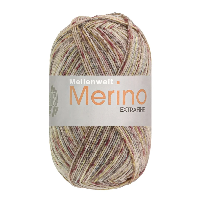 Lana Grossa Meilenweit 100 Merino Extrafine Mountain 7607 Bordeaux/Oudroze/Zachtolijf/Donkergrijs/Naturel gestreept