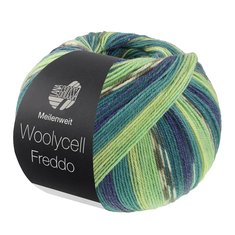 Lana Grossa Woolycell Freddo 6046 Petrol-/Nachtblauw/Petrol-/Lichtgroen/Jade/Donker-/Lichtgrijs