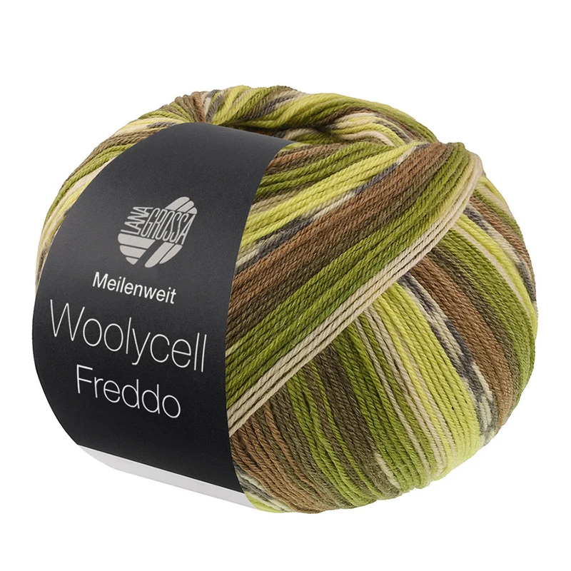 Lana Grossa Woolycell Freddo 6043 Grijsbruin/Mos-/Appel-/Grijsgroen/Pistache/Donker-/Lichtgrijs