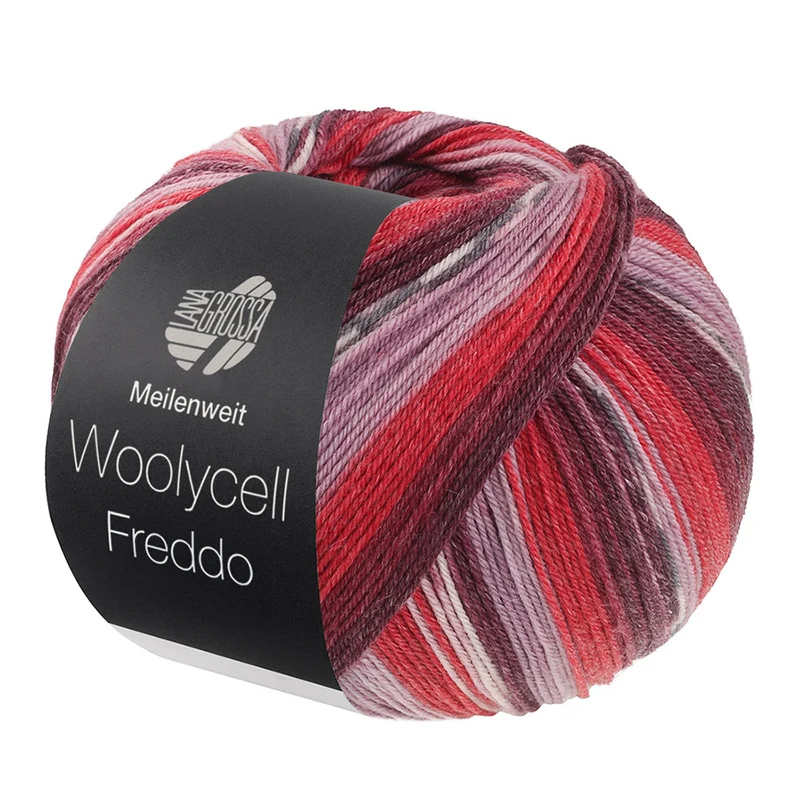 Lana Grossa Woolycell Freddo 6042 Zwartrood/Bordeaux/Donkerrood/Mauve/Antiekviolet/Donker-/Zilvergrijs