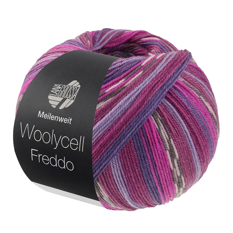 Lana Grossa Woolycell Freddo 6047 Roodviolet/Lavendel/Donkerviolet/Fuchsia/Donkergrijs/Roze