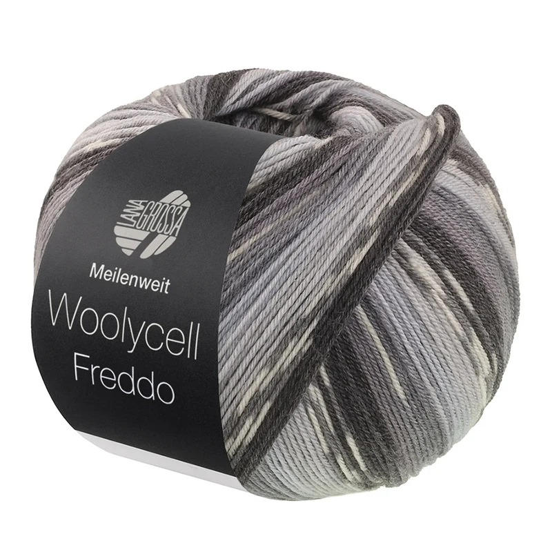 Lana Grossa Woolycell Freddo 6045 Licht-/Steen-/Muis-/Donkergrijs/Antraciet/Zilvergrijs