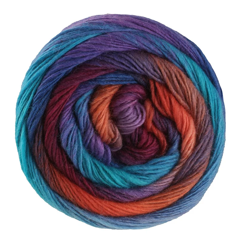 Lana Grossa Meilenweit 100 Color Mix Multi 8019 Oranje/Donkerbruin/Inktblauw/Koningsblauw/Turquoise/Lila/Roodviolet