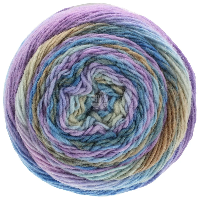 Lana Grossa Meilenweit 100 Color Mix Multi 8002 Grijsbruin/Greige/Korenbloem/Lila/Pastelblauw