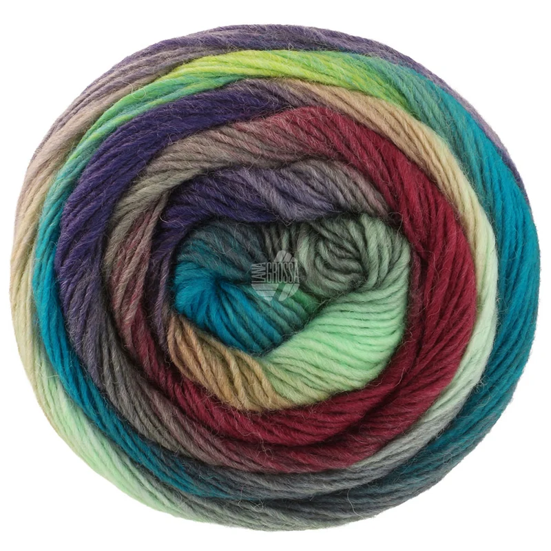 Lana Grossa Meilenweit 100 Color Mix Multi 8023 Nougat/Roodbruin/Grijslila/Pastelgroen/Mint/Petrol/Smaragd