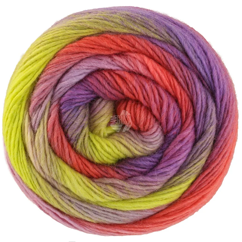 Lana Grossa Meilenweit 100 Color Mix Multi 8021 Rood/Fuchsia/Groenbeige/Lichtrood/Roodviolet