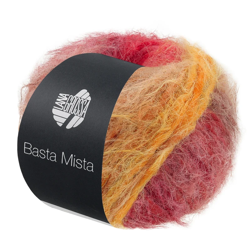 Lana Grossa Basta Mista 124 Grijsbruin/Camel/Saffraangeel/Oranje/Grijs-/Donkerrood/Rood