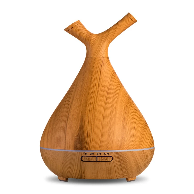400ml Ultrasonic Humidifier Aroma Essential Oil Diffuser Wood Grain Cool Mist Humidifier Aromatherapy Diffuser With LED