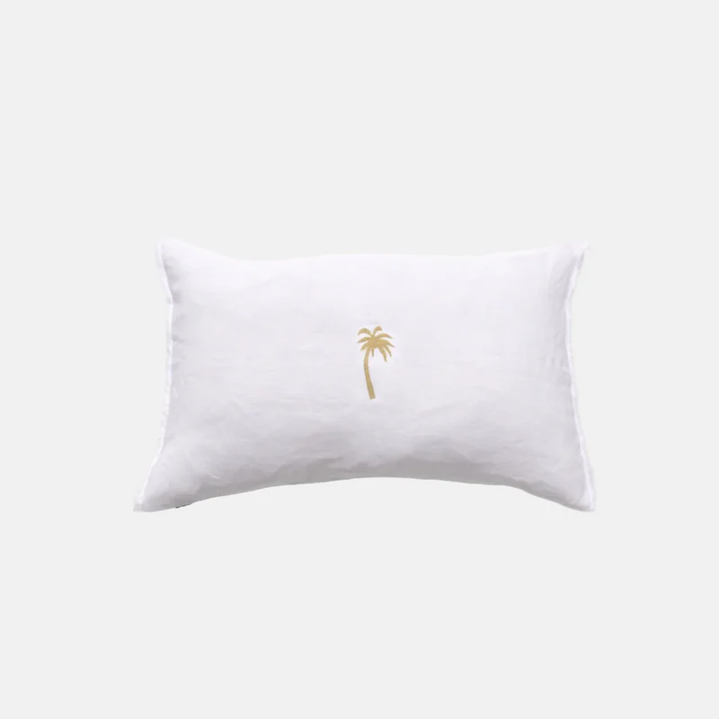 Kussenhoes Wit Palm Goud
