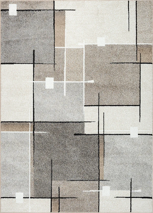 Thales Vloerkleed – Beige – Modern Lijndesign – Laagpolig Vloerkleed