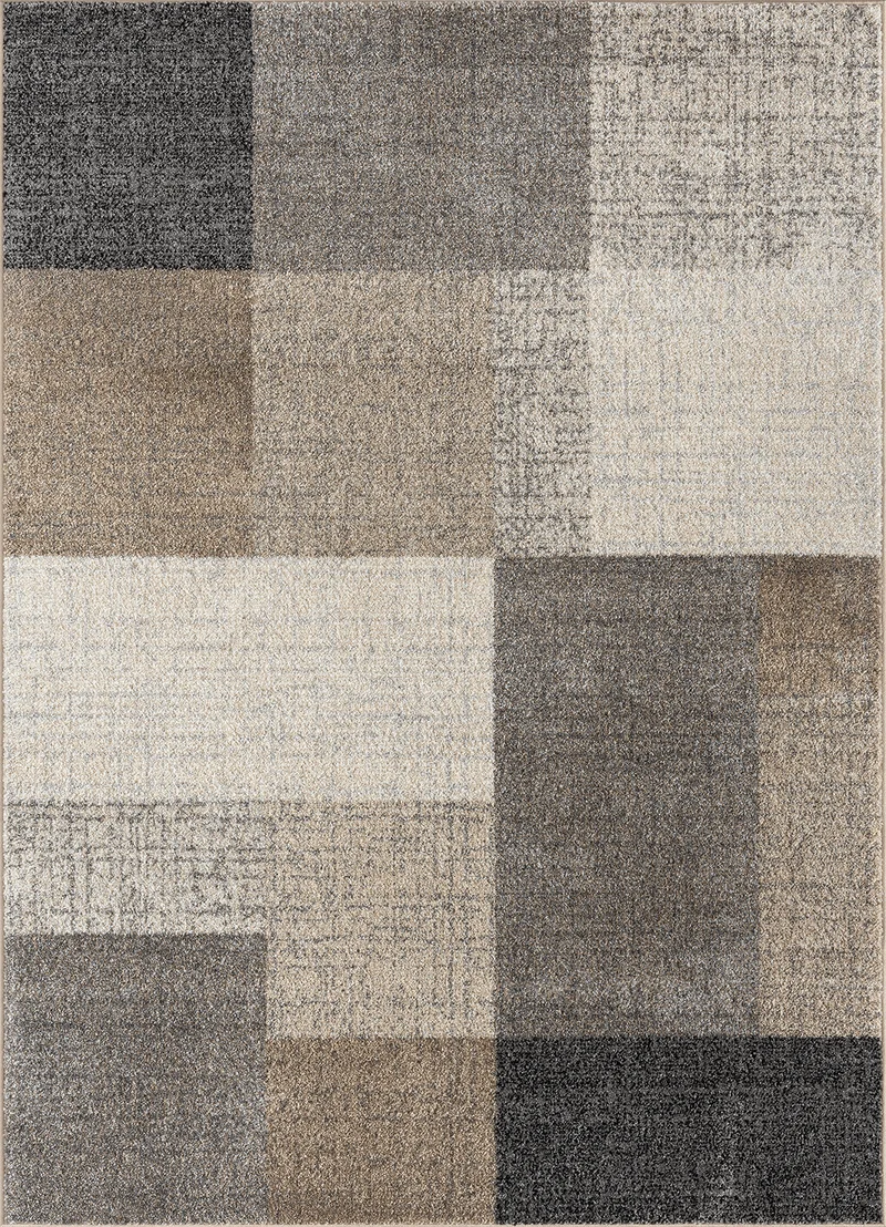 Thales Vloerkleed – Beige – Modern Blokdesign – Laagpolig Vloerkleed