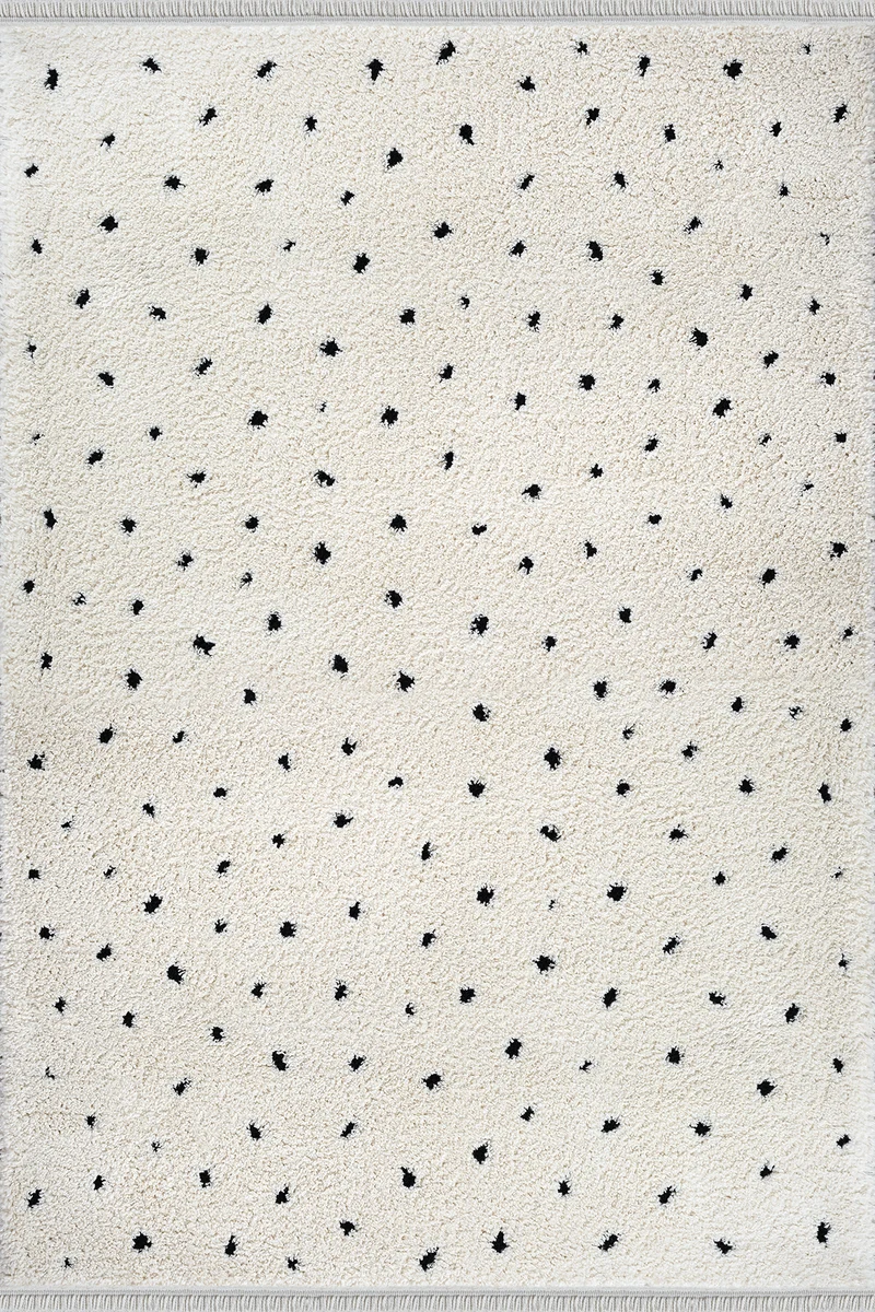 Ideal Shaggy Vloerkleed – Cream – Minimalistisch Spikkel Design – Hoogpolig Vloerkleed