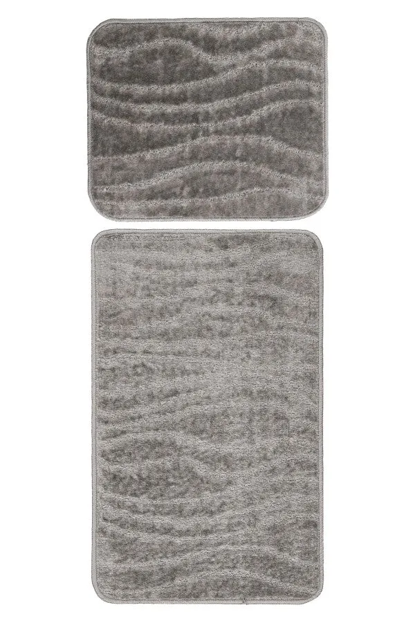 Bari badset 50×120 cm – Zilvergrijs met ton-sur-ton structuur