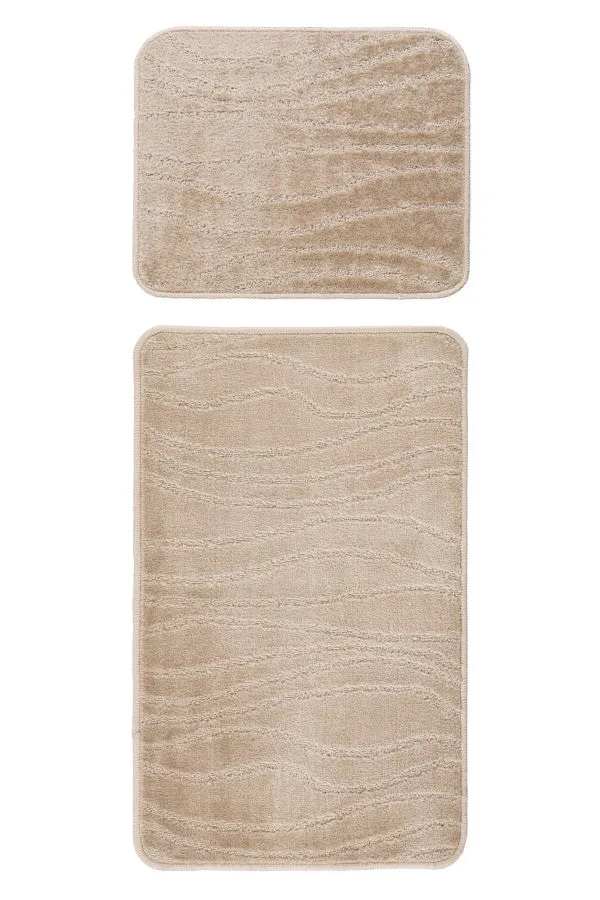 Bari badset 50×120 cm – Beige met ton-sur-ton structuur
