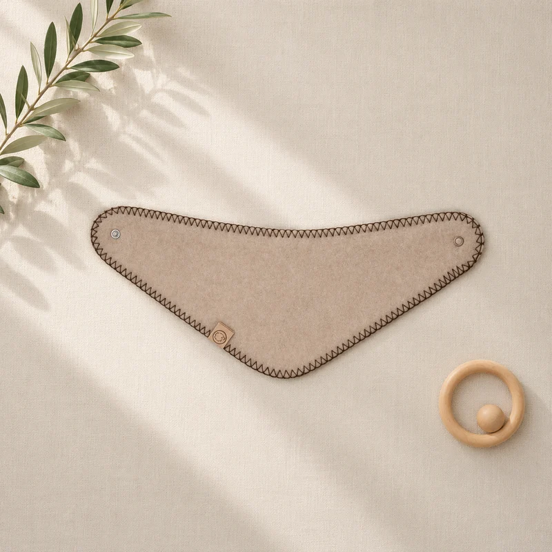 Wollen Babysjaal | Felted Beige donkere stiksel