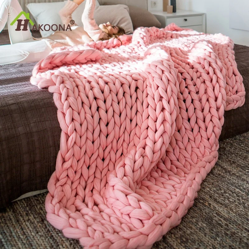 HAKOONA Chunky Knitted Blankets throws Blanket Ultra Plush Decorative Throw Blanket Queen Bedroom