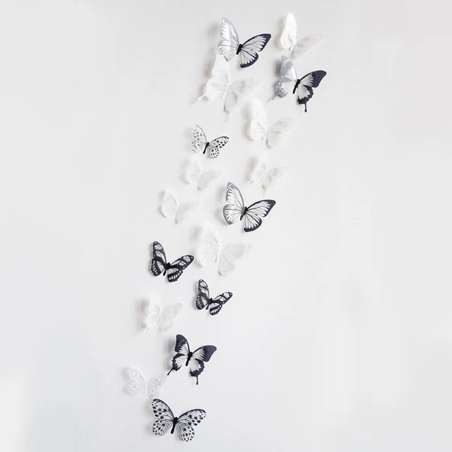 18pcs/lot 3d crystal Butterfly Wall Sticker Art Decal Home decor for Mural Stickers DIY Decals PVC Christmas Wedding Decoration