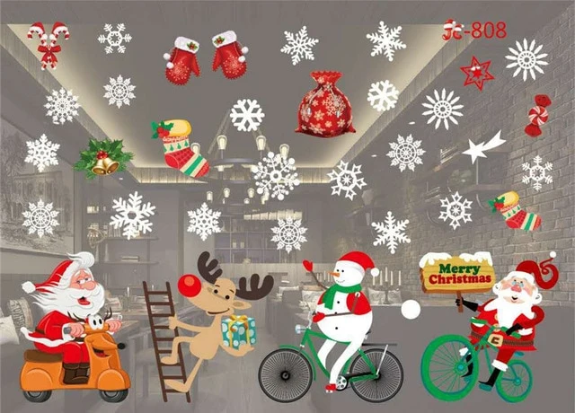 New Year Window Glass PVC Wall Sticker Christmas DIY Snow Town Wall Stickers Home Decal Christmas Decoration for Home Supplies