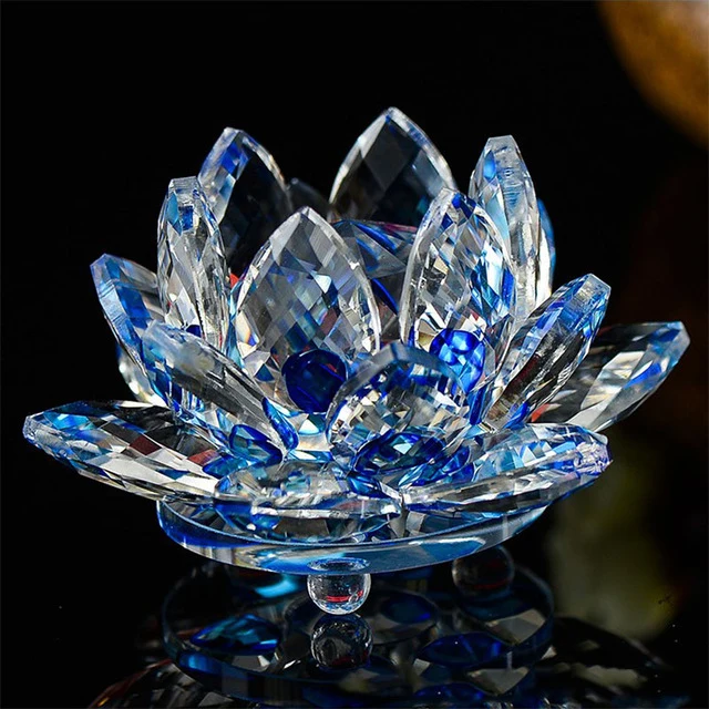 80mm Quartz Crystal Lotus Flower Crafts Glass Paperweight Fengshui Ornaments Figurines Home Wedding Party Decor Gifts Souvenir
