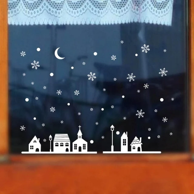 1PC Christmas Decorative Decal Window Stickers Removable Xmas Glass Wall Stickers Merry Christmas Snowflake Sticker Home Decor
