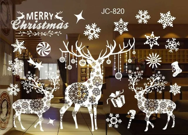 New Year Window Glass PVC Wall Sticker Christmas DIY Snow Town Wall Stickers Home Decal Christmas Decoration for Home Supplies