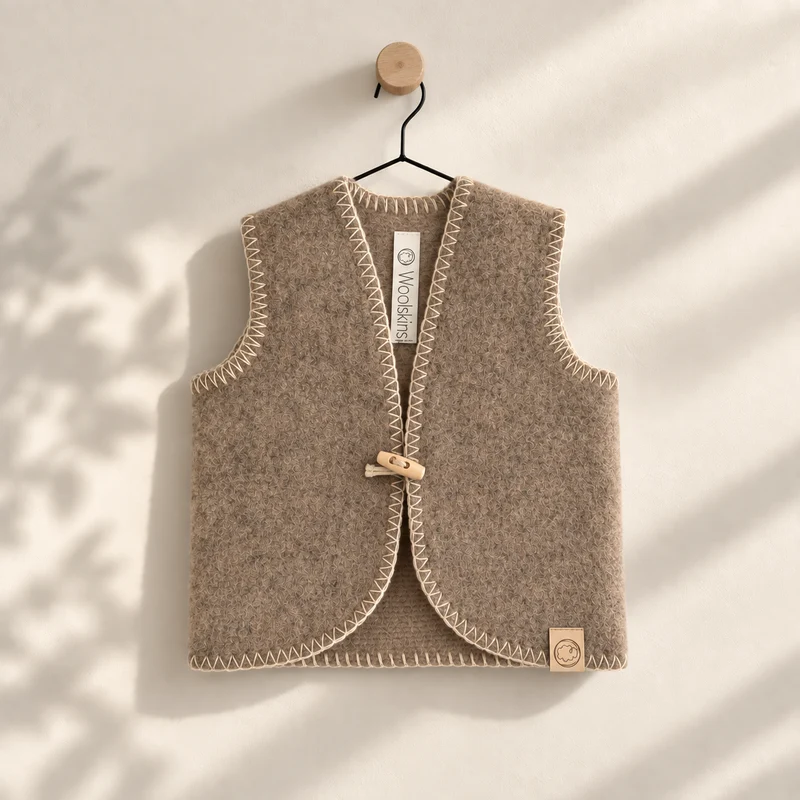 Wollen Bodywarmer Baby & Kind | Felted lichte stiksel