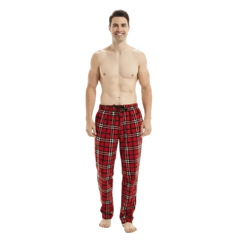 Fleece pyjamabroek voor heren in rood en zwart - comfort en stijl