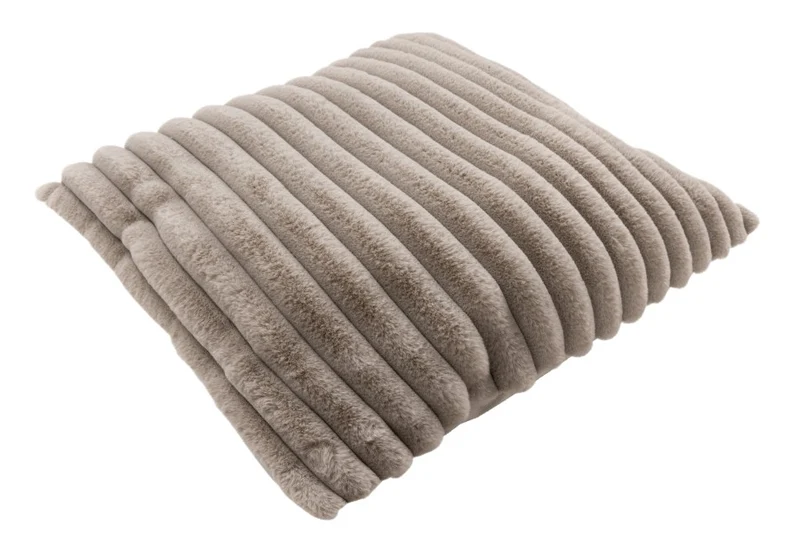 Plush kussen – Taupe met zachte ribbelstructuur
