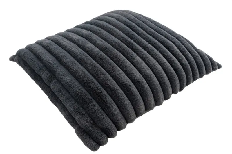 Plush kussen – Antraciet met zachte ribbelstructuur