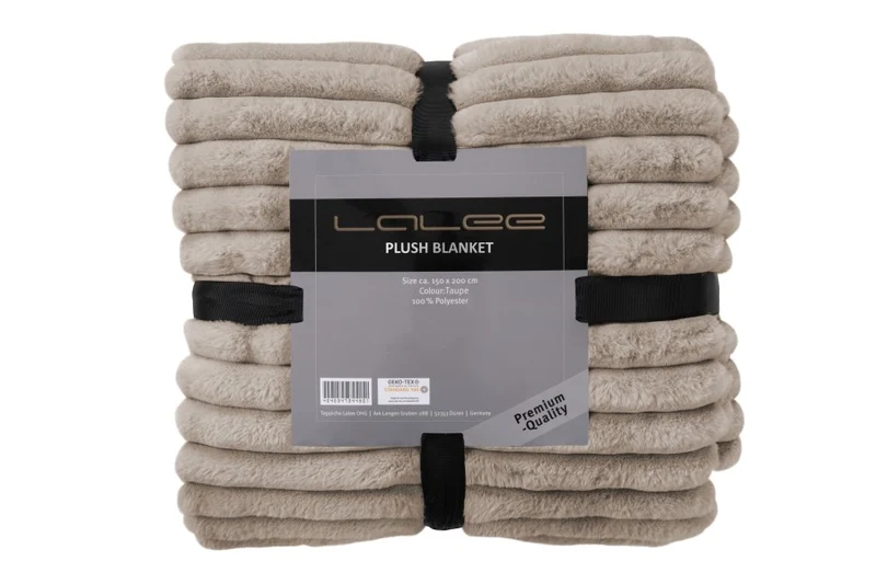 Plush deken – Taupe met zachte ribbelstructuur