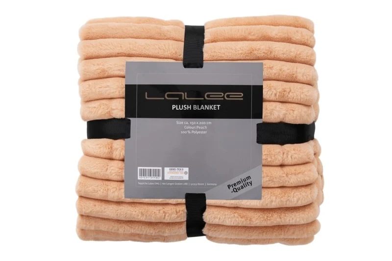 Plush deken – Perzik met zachte ribbelstructuur