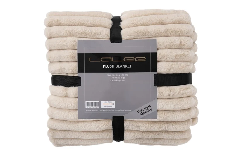 Plush deken – Beige met zachte ribbelstructuur