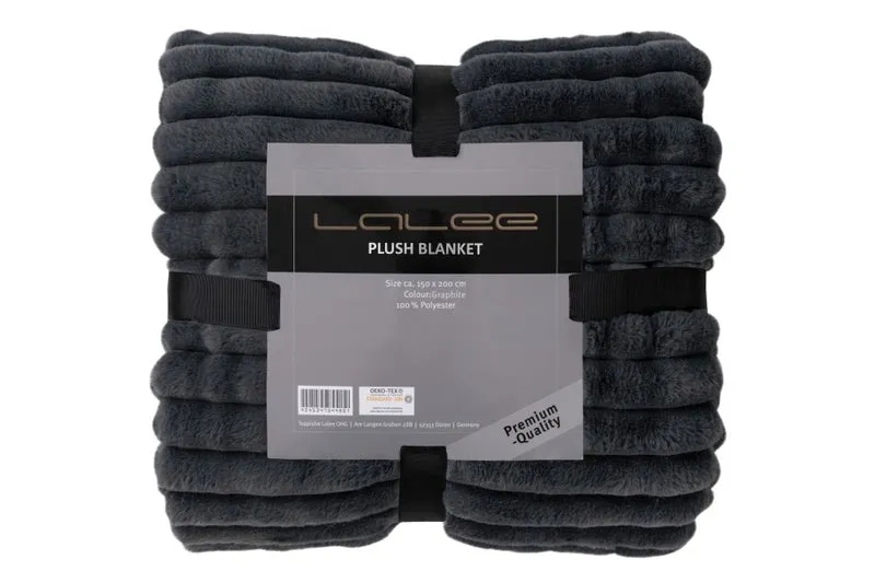 Plush deken – Antraciet met zachte ribbelstructuur