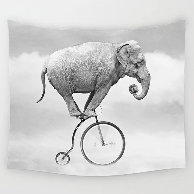 Comwarm Indian Elephant Painting Animal Pug Dog Wall Hanging Gobelin Polyester Tapestry Living Room Decor Home Decoration