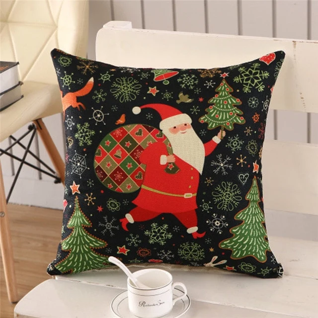 45x45cm Halloween Christmas Cushion Cover Throw Pillows Case Cotton Linen Tree New Year Decorative Pillows For Sofa funda cojin