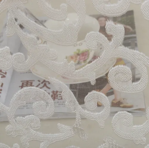 NAPEARL European style jacquard design home decoration modern curtain tulle fabrics organza sheer panel window treatment white