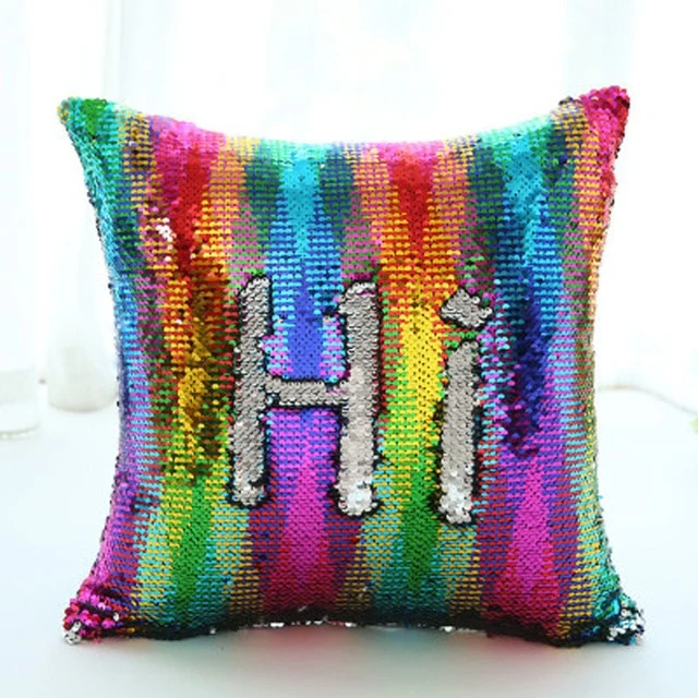 Meijuner DIY Mermaid Sequins Cushion Cover Throw Pillowcase Car Home Sofa Decoration Two Color Changing Reversible Cushion Cover