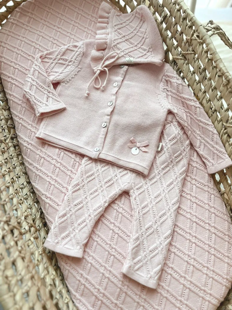 GEBREID BABYSETJE MET MUTSJE - babyroze