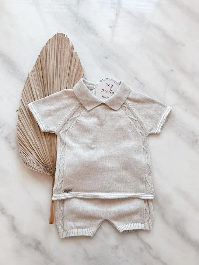 Polo babysetje tweedelig zomer- grijsbruin