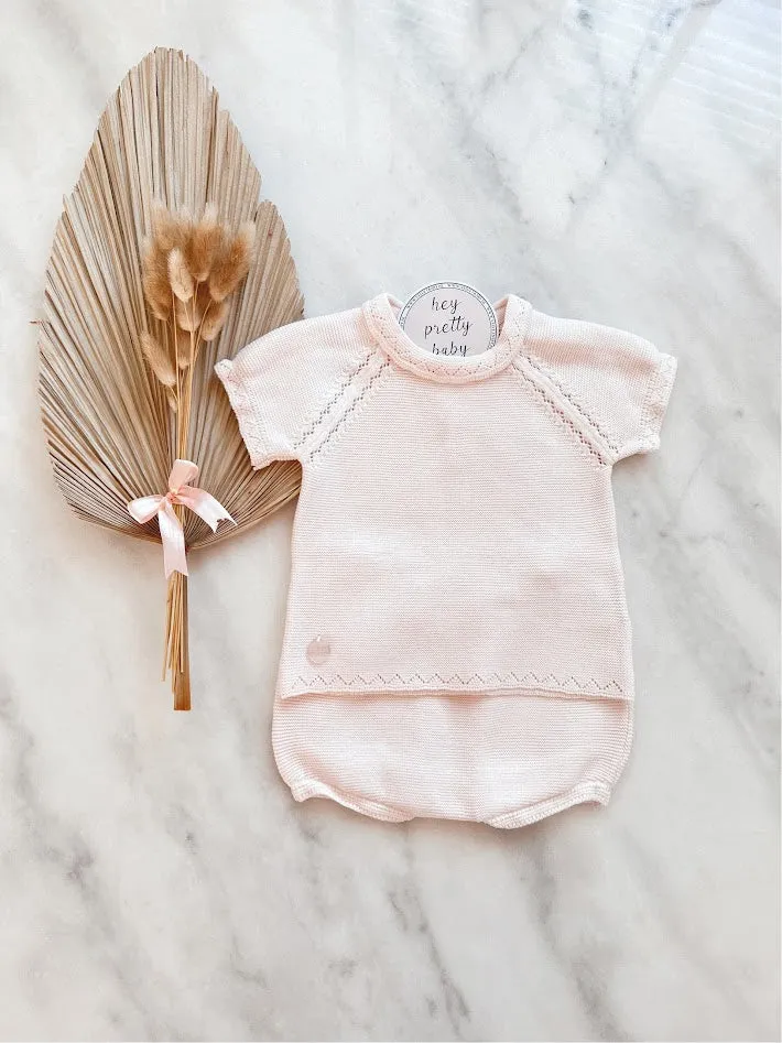 Gebreid babypakje zomer - roze