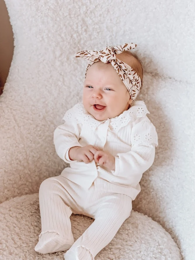 Newborn setje 5-delig rib en kant - gebroken wit